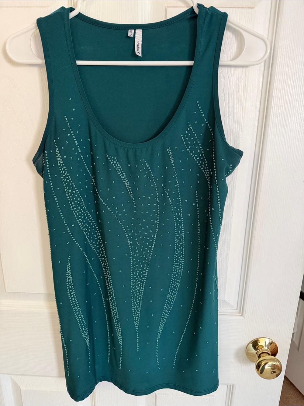Studio Y Teal Embellished Tank Top